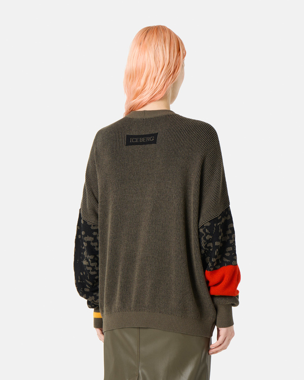 Olive graphic green sweater - Iceberg - Official Website