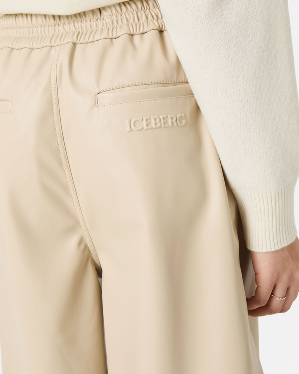 Ecru faux leather bermuda shorts - Iceberg - Official Website