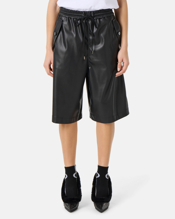 Black faux leather bermuda shorts - Iceberg - Official Website