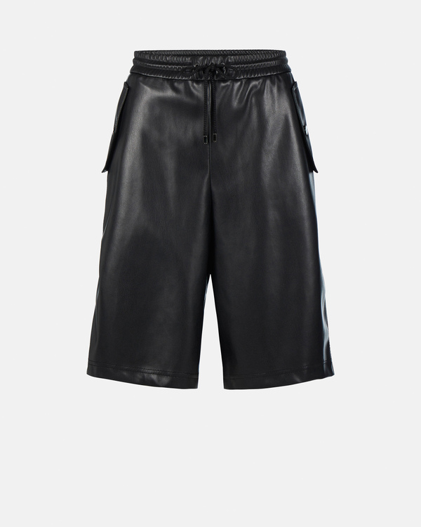Black faux leather bermuda shorts - Iceberg - Official Website