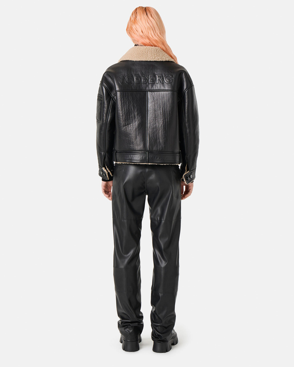 Logo leather jacket with belt - Iceberg - Official Website