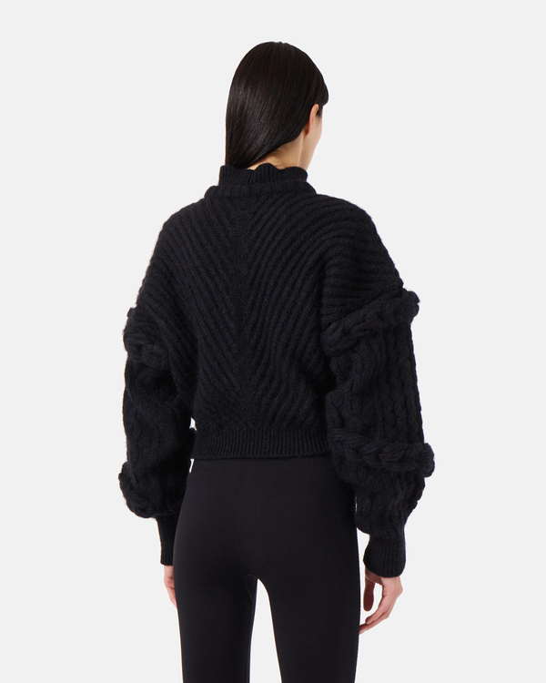 Black braided knit sweater - Iceberg - Official Website