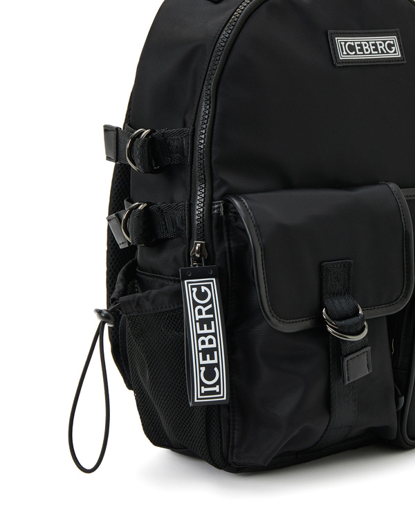 Black rucksack with pockets and logo - Iceberg - Official Website