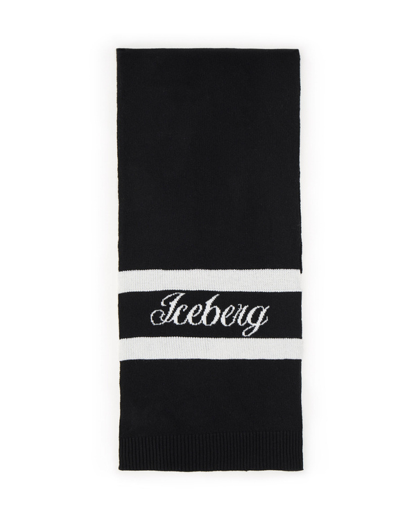 Black monochrome scarf with logo - Iceberg - Official Website