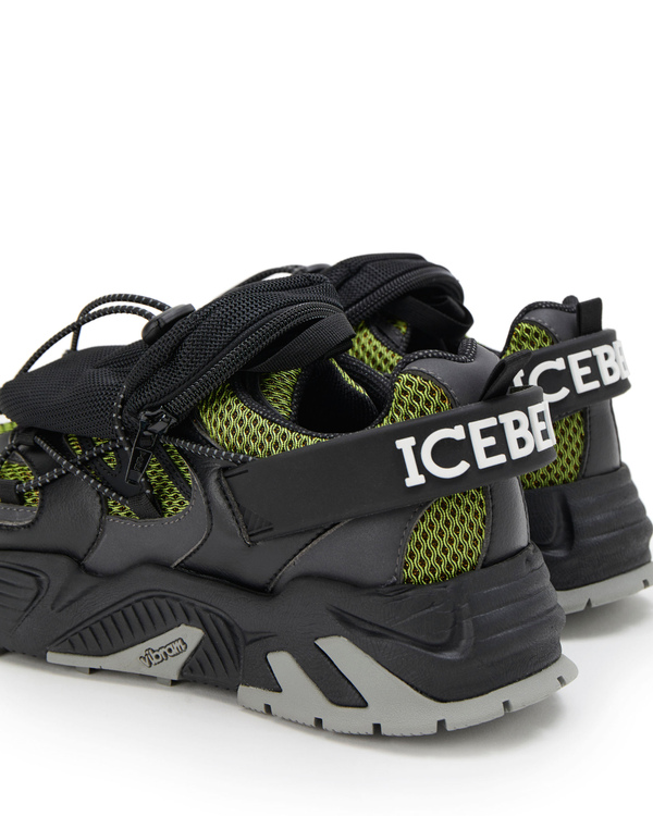 Sneaker multicolor con inserti in pelle, tomaia in mesh fluorescente e pratica allacciatura - Iceberg - Official Website