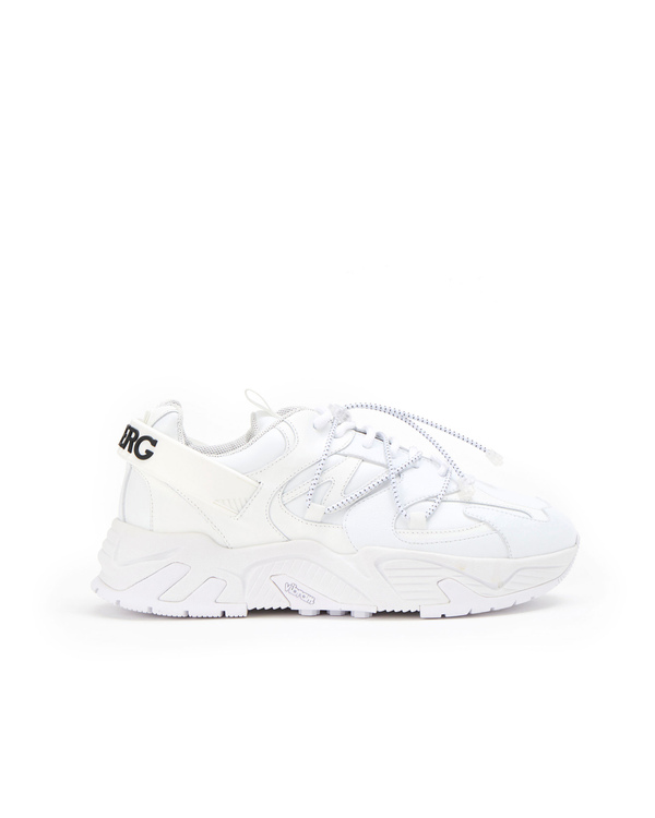 White leather sneakers with a toggle fastening, lace-up front and ridged rubber soles - Iceberg - Official Website