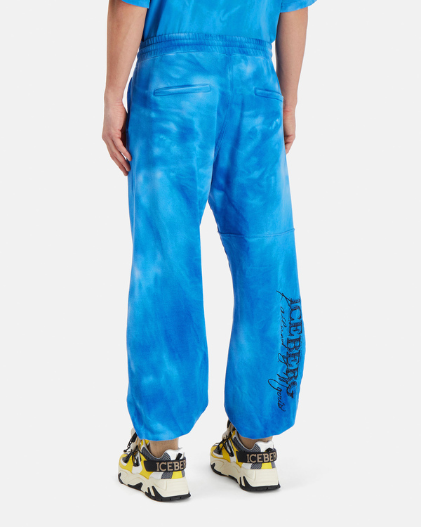 Men's embroidered blue KAILAND O. MORRIS cloud-effect dyed joggers - Iceberg - Official Website