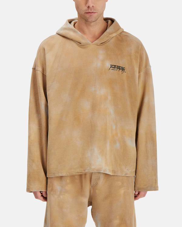 Men's embroidered beige KAILAND O. MORRIS cloud-effect dyed hoodie - Iceberg - Official Website
