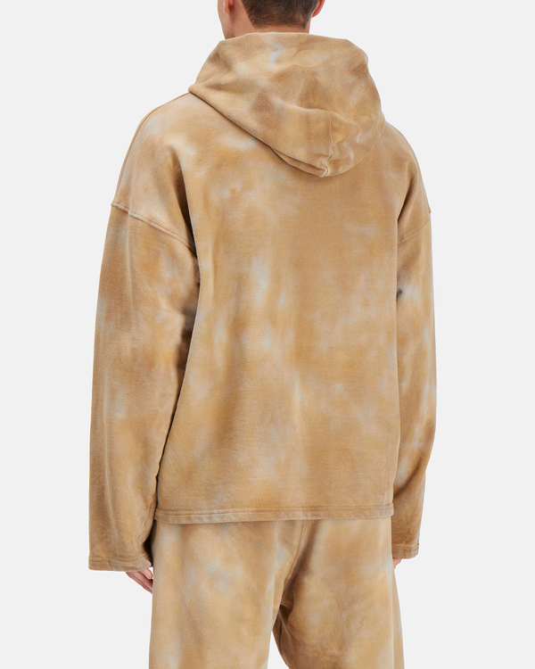 Men's embroidered beige KAILAND O. MORRIS cloud-effect dyed hoodie - Iceberg - Official Website