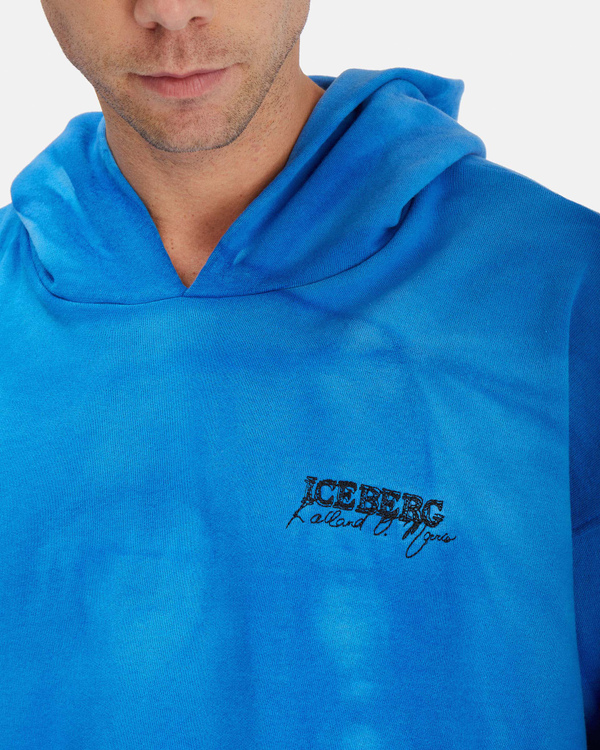 Men's embroidered blue KAILAND O. MORRIS cloud-effect dyed hoodie - Iceberg - Official Website