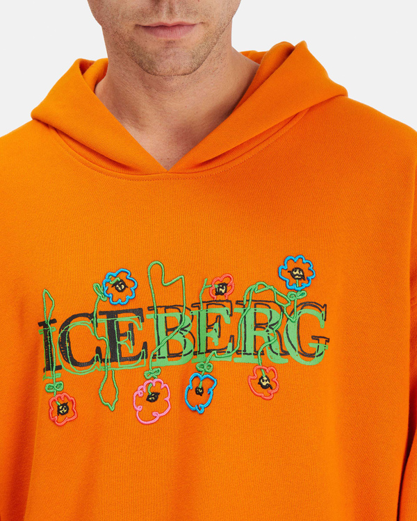 Men's orange KAILAND O. MORRIS sweatshirt with embroidered print and logo - Iceberg - Official Website