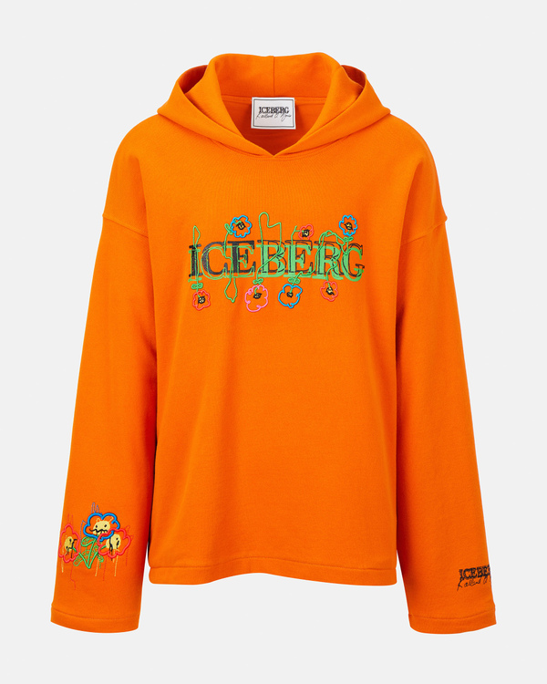 Felpa arancione KAILAND O. MORRIS con ricamo fiori - Iceberg - Official Website