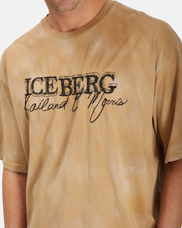 T-shirt boxy uomo beige KAILAND O. MORRIS con ricamo - Iceberg - Official Website