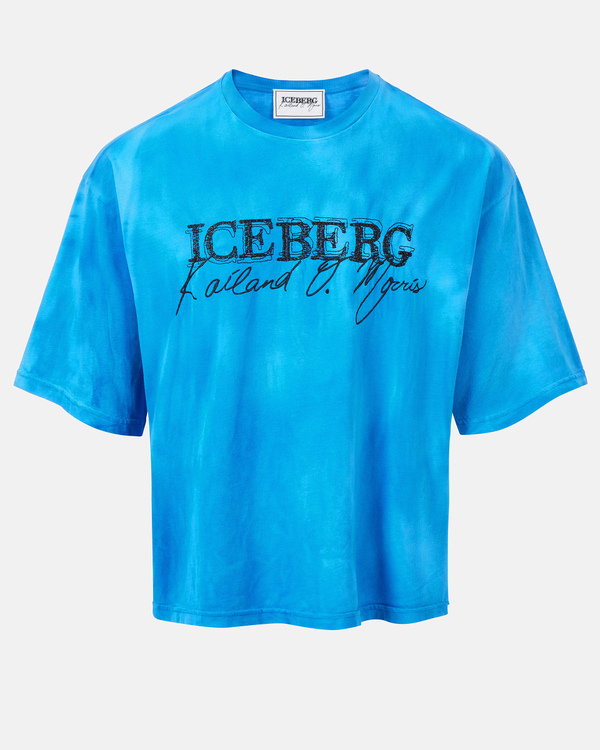 Men's blue KAILAND O. MORRIS boxy T-shirt with embroidered logo - Iceberg - Official Website