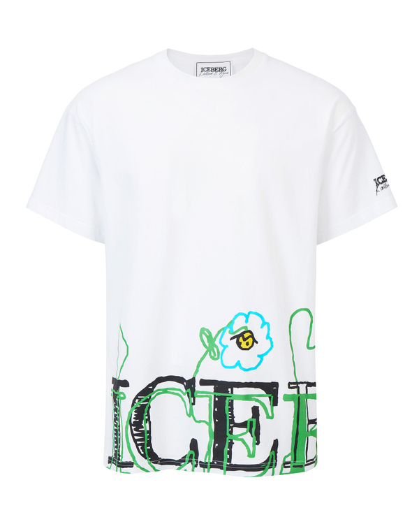 T-shirt uomo bianco ottico KAILAND O. MORRIS con ricamo - Iceberg - Official Website