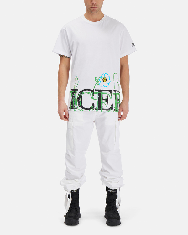 Men's white KAILAND O. MORRIS T-shirt with embroidered logo - Iceberg - Official Website