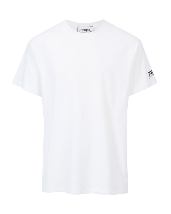 T-shirt boxy uomo bianco ottico KAILAND O. MORRIS con ricamo - Iceberg - Official Website