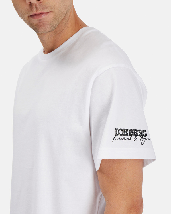 T-shirt boxy uomo bianco ottico KAILAND O. MORRIS con ricamo - Iceberg - Official Website