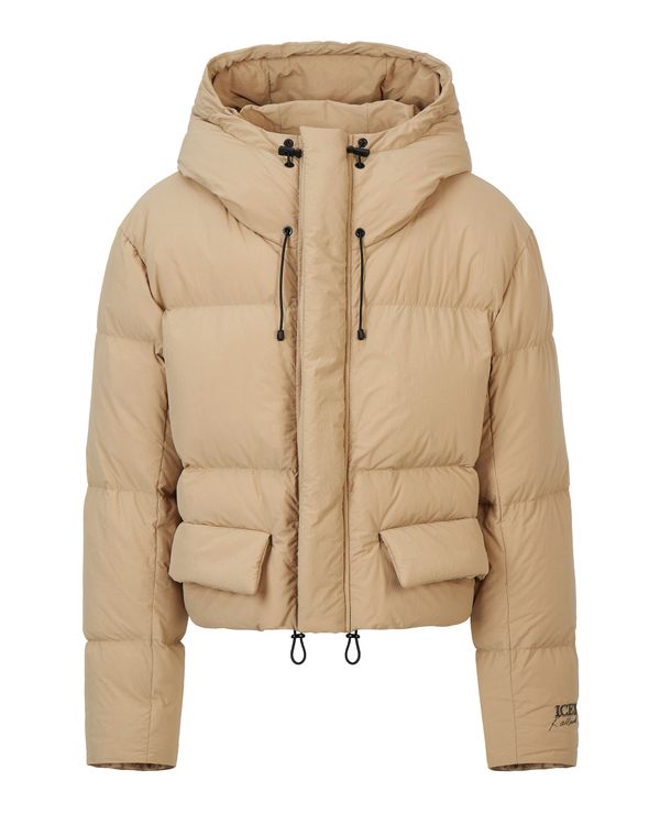 Men's beige KAILAND O. MORRIS boxy down jacket with embroidered logo - Iceberg - Official Website