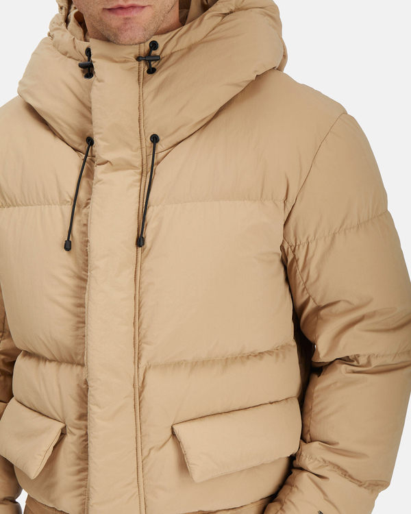Men's beige KAILAND O. MORRIS boxy down jacket with embroidered logo - Iceberg - Official Website