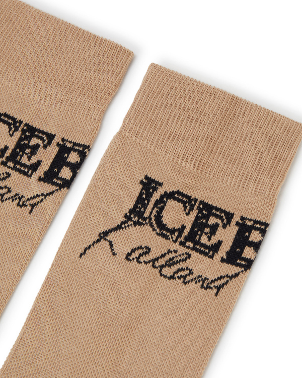 Men's beige KAILAND O. MORRIS cotton socks with embroidered logo - Iceberg - Official Website