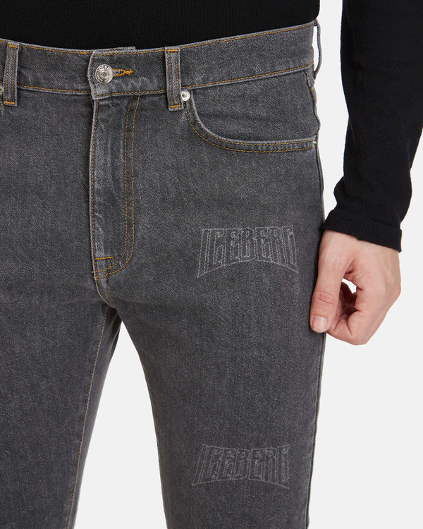 Men's grey skinny fit jeans with logo - Iceberg - Official Website