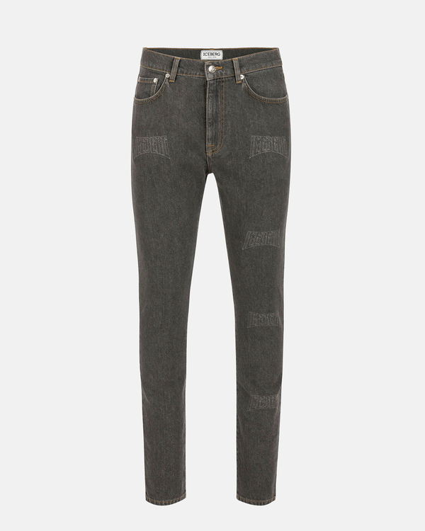 Men's grey skinny fit jeans with logo - Iceberg - Official Website