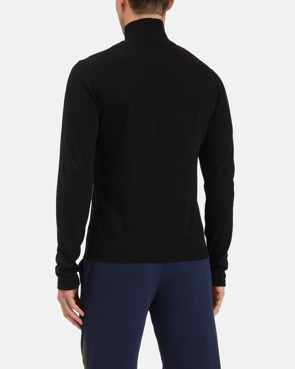 Men's black turtleneck pullover in merino wool with embroidered logo - Iceberg - Official Website