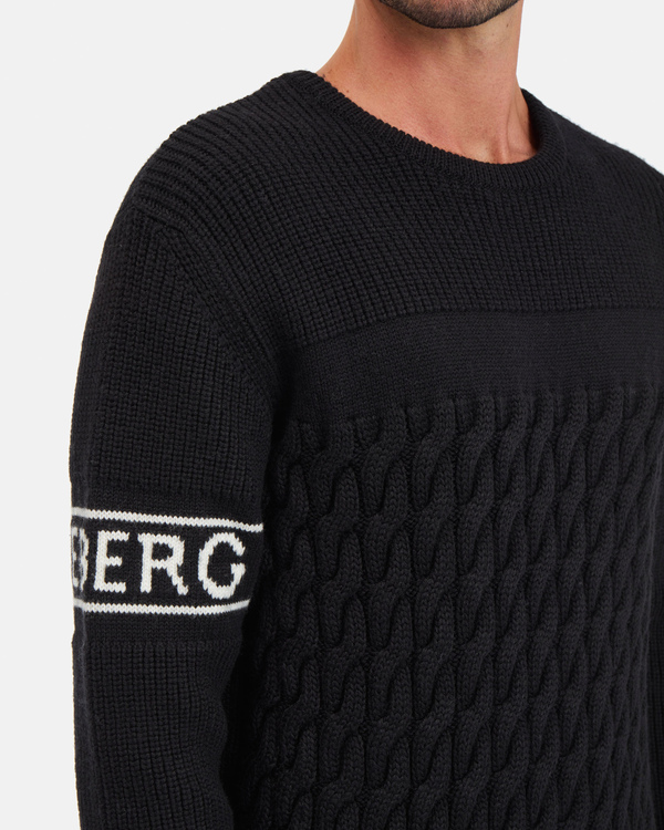 Men's black crew neck pullover with contrasting logo - Iceberg - Official Website