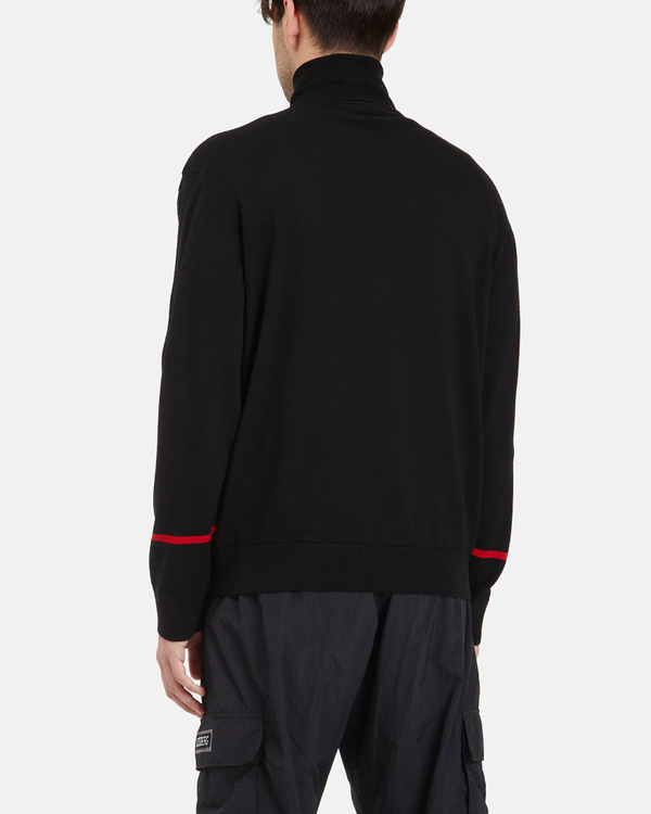 Men's black turtleneck merino wool pullover with contrasting logo - Iceberg - Official Website
