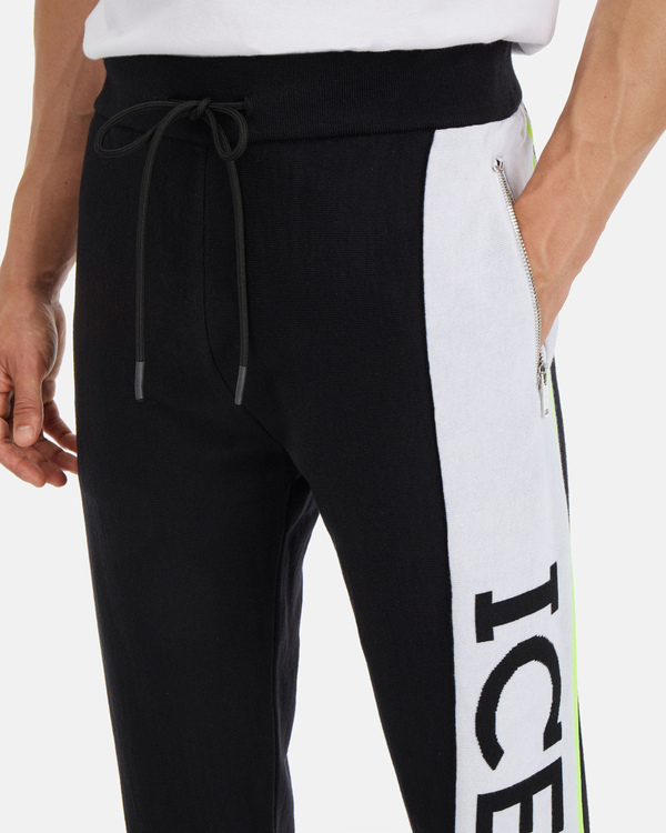 Pantaloni jogging carry over uomo in lana merinos con logo a contrasto - Iceberg - Official Website