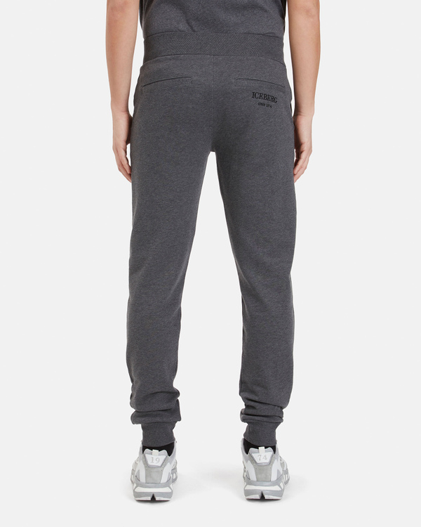 Men's grey carry over slim fit jogging pants with embroidered heritage logo - Iceberg - Official Website