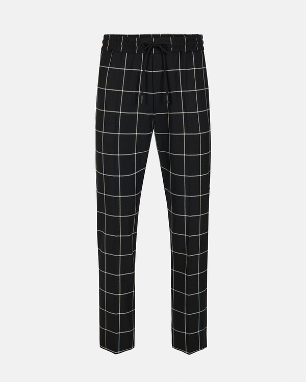 Men's black pants in technical fabric with macro check pattern - Iceberg - Official Website