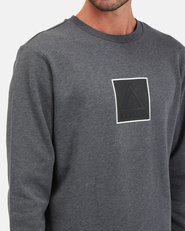 Crew neck grey sweatshirt with rubber printed Iceberg symbol - Iceberg - Official Website