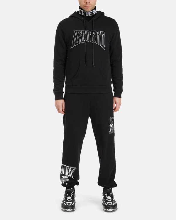 Black men's hoodie with Iceberg Rock graphics - Iceberg - Official Website