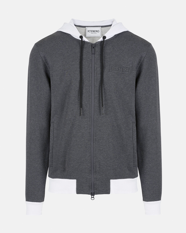 Men's hoodie in grey and white with Snoopy graphics on back - Iceberg - Official Website