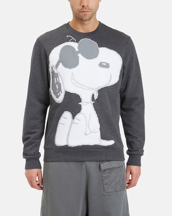 Men's crew neck grey sweatshirt with Snoopy maxi graphics - Iceberg - Official Website