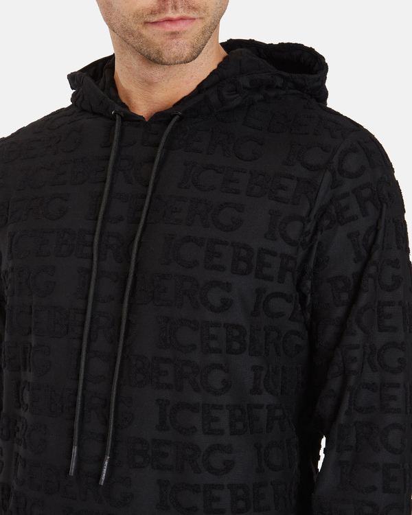 Men's black hoodie with all over Iceberg graphics - Iceberg - Official Website