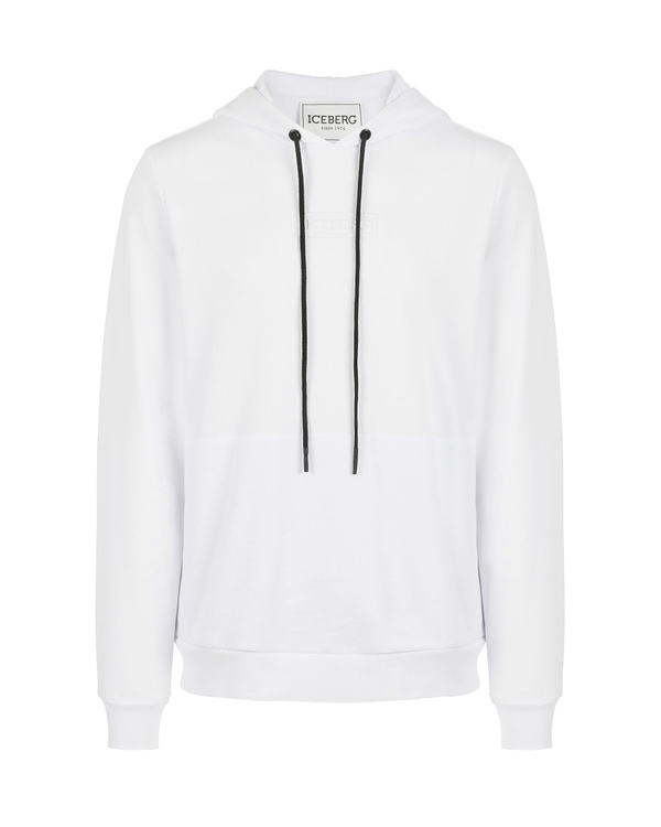 Men's white hoodie with embossed 3D logo - Iceberg - Official Website