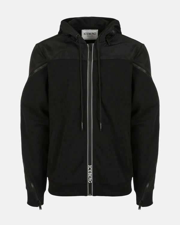 Men's black fleece sport jacket with Iceberg logo - Iceberg - Official Website