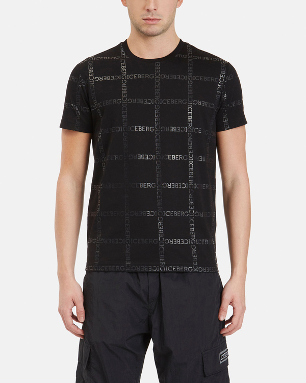 Men's black T-Shirt with Iceberg check pattern - Iceberg - Official Website