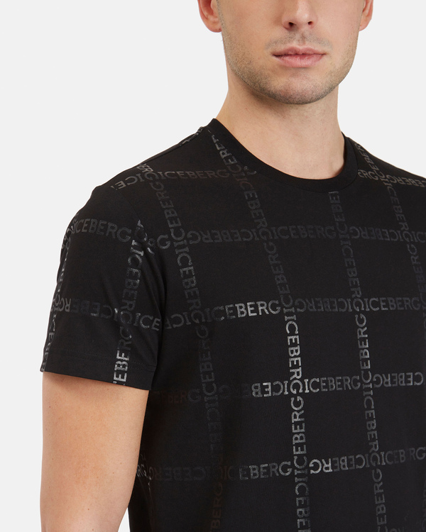 Men's black T-Shirt with Iceberg check pattern - Iceberg - Official Website