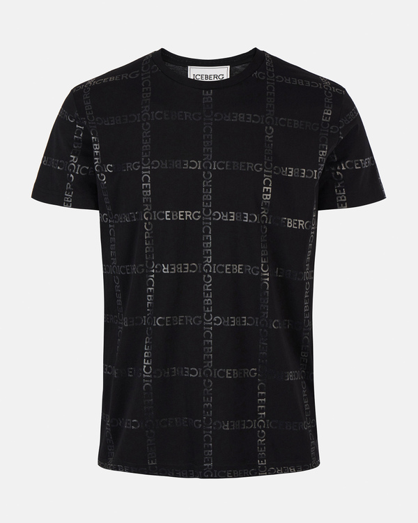 T-shirt uomo nera con pattern a quadri Iceberg all over - Iceberg - Official Website