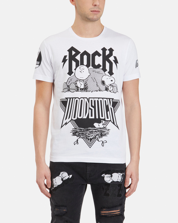 Men's white T-Shirt with Woodstock graphics - Iceberg - Official Website