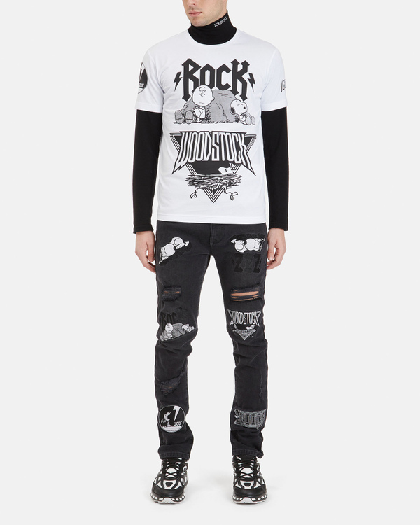 Men's white T-Shirt with Woodstock graphics - Iceberg - Official Website