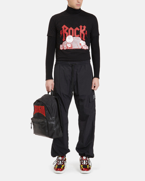 T-shirt uomo nera in cotone con stampa Iceberg Rocks Peanuts e logo - Iceberg - Official Website