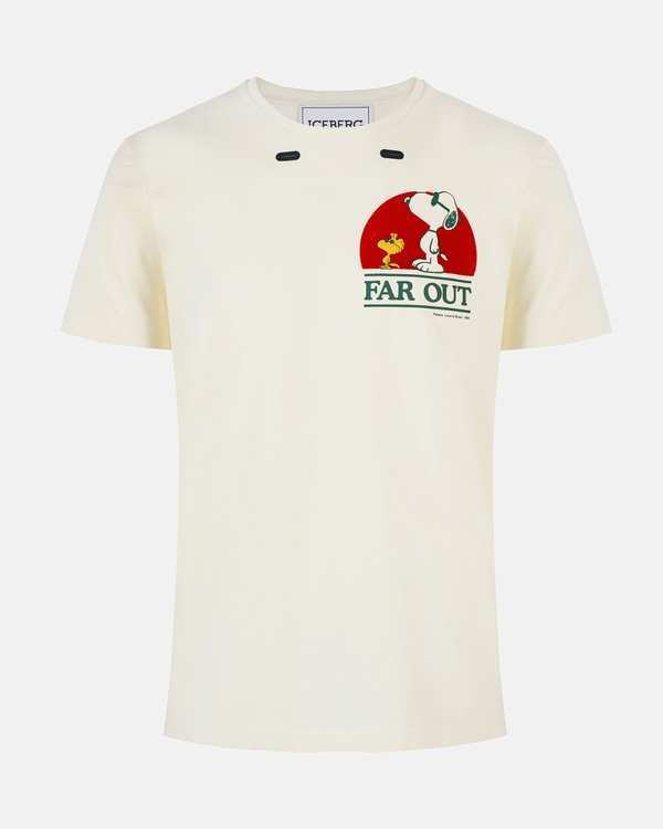 Men's white slim fit T-Shirt with Snoopy graphic - Iceberg - Official Website