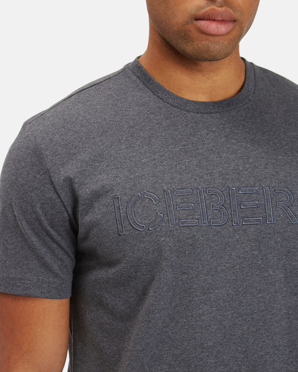 Men's grey T-Shirt with stencil logo - Iceberg - Official Website
