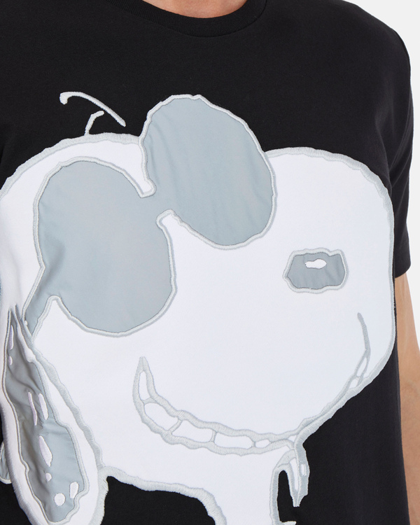 T-shirt uomo in cotone nera con maxi grafica Snoopy e logo 3D - Iceberg - Official Website