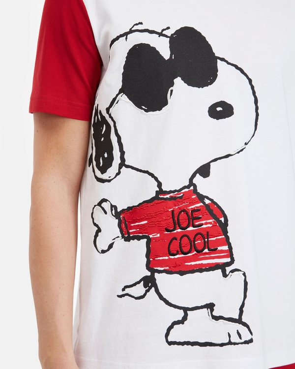 T-shirt uomo bianca in cotone con rosse e grafica Snoopy - Iceberg - Official Website